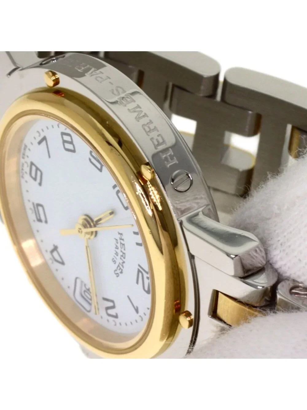 Hermes Clipper SS Watch White